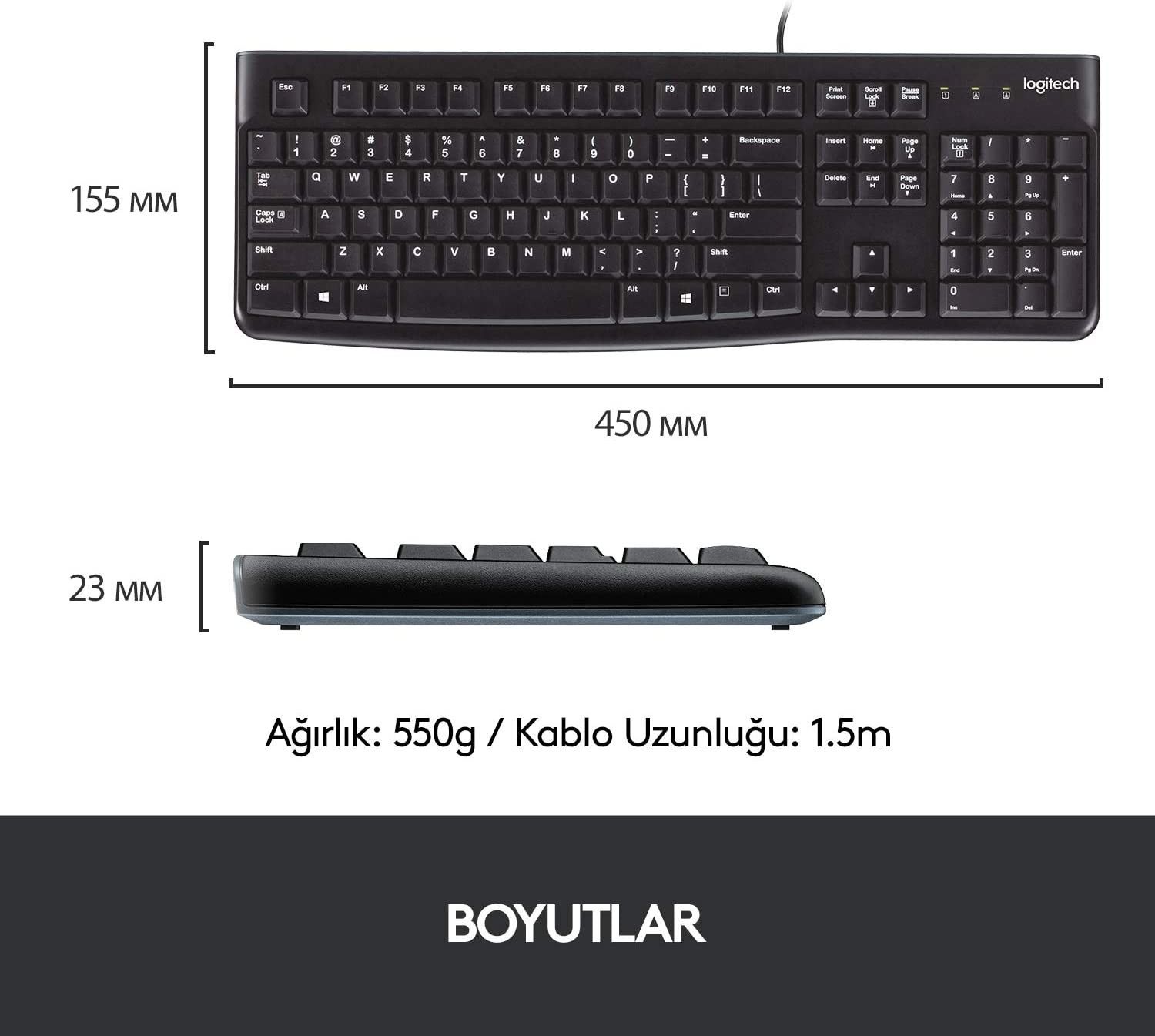 Logitech MK120 Siyah Kablolu Klavye Mouse Set #4