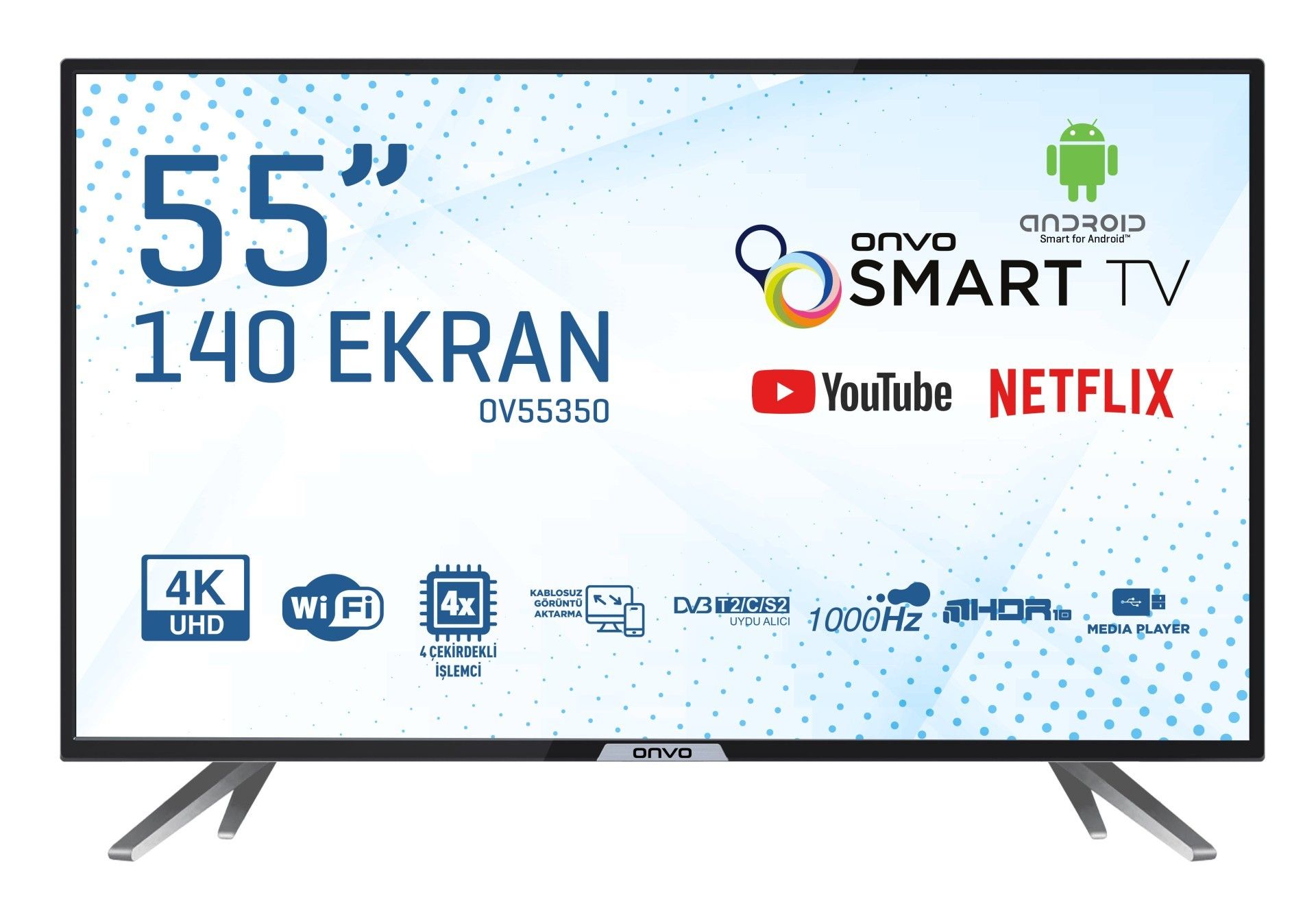 Onvo OV55350 55' 140 Ekran Uydulu Android 4K Smart