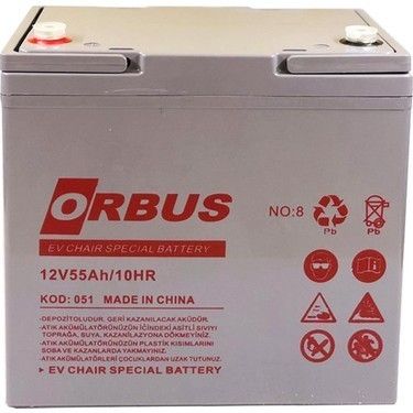 Orbus 12V 55Ah Engelli Bakımsız Tip Karbon Jel Akü