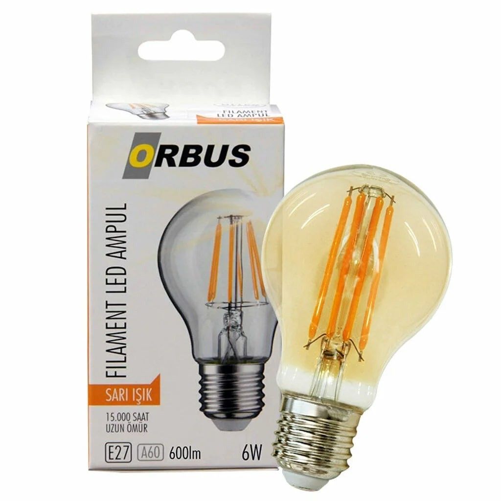 Orbus 6W E27 600 Lm A60 Sarı Filament Led Ampul #2