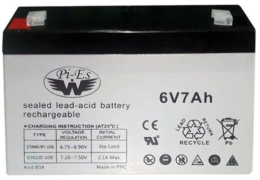 Pi-Es 6V 7Ah Bakımsız Kuru Akü