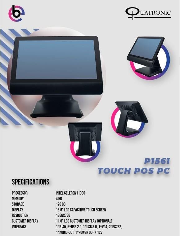 Quatronic P1561E-D 8GB 128GB 15.6' Dual Pos Pc