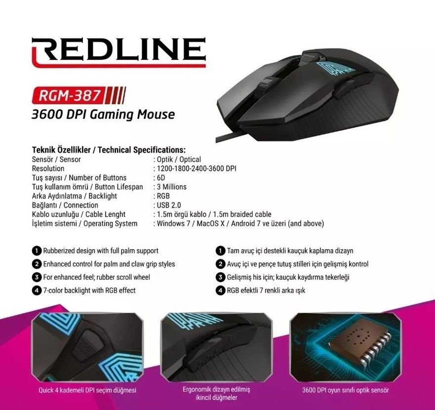 Redline RGM-387 Oyuncu Mouse RGB #2