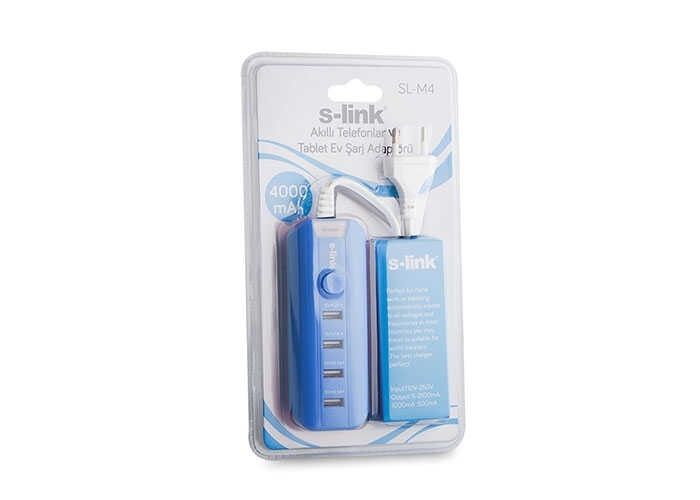 S-Link SL-M4 4000mAh 4xUsb Port Mavi Şarj Adaptörü #2