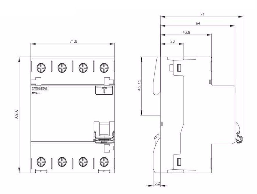 Siemens 5SV3647-6 3x80A 300mA 3 Faz Kaçak Akım Röl #3