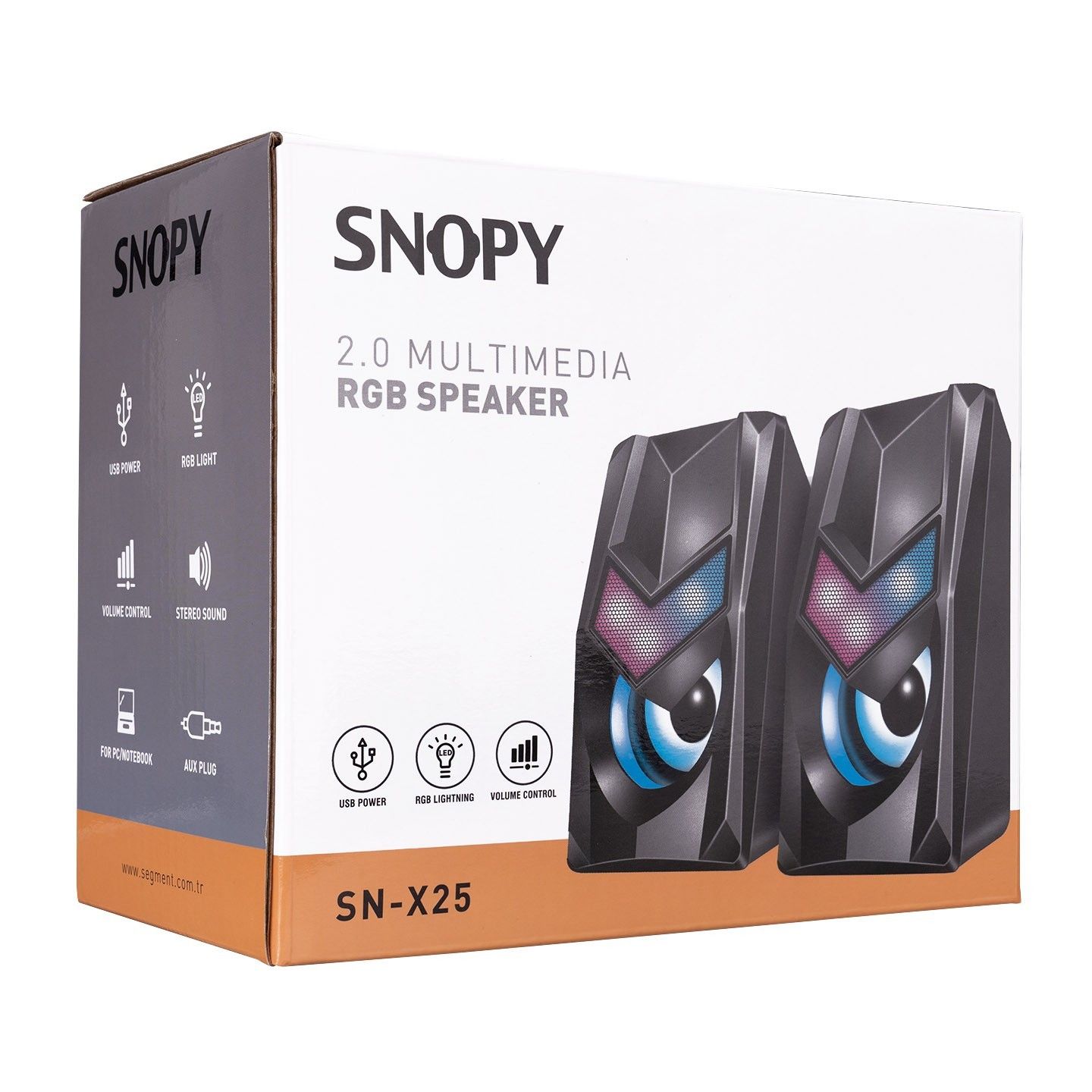 Snopy SN-X25 2.0 RGB Işıklı 2x3W Siyah Usb Speaker #3