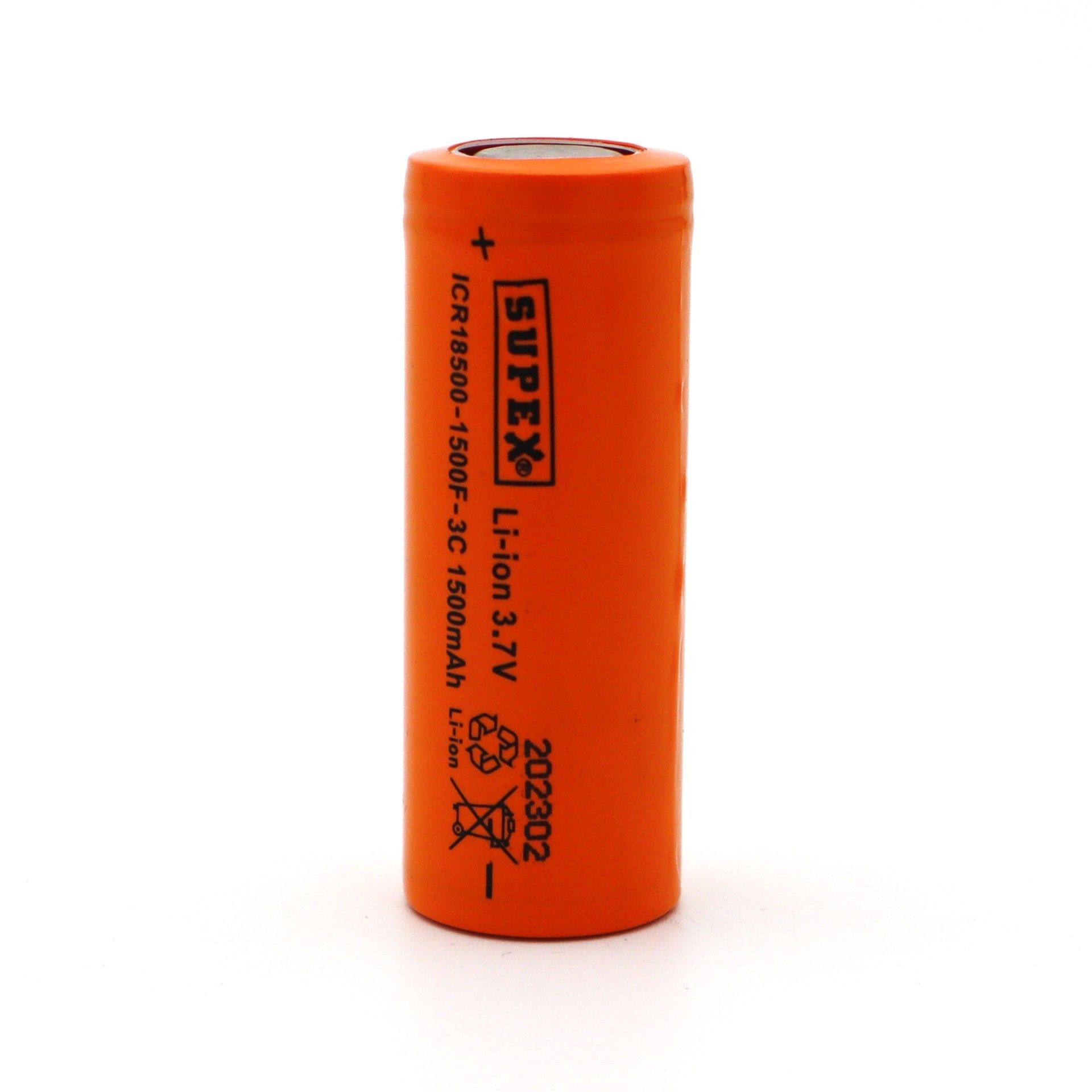 Supex 18500 3.7V 1500mAh 3C Başsız Lityum Pil #2