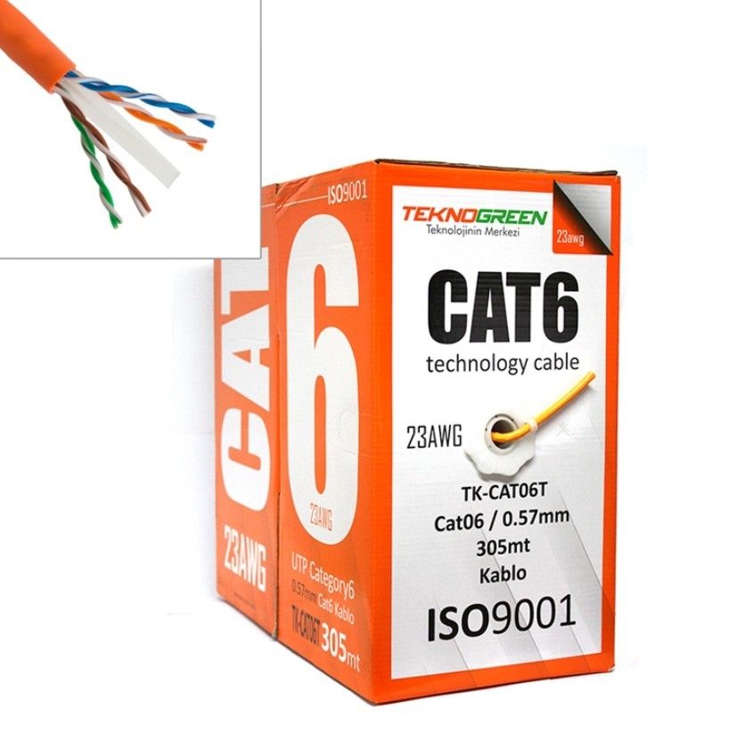 TeknoGreen TK-CAT06T 305m Cat6 0.57mm CCA Kablo