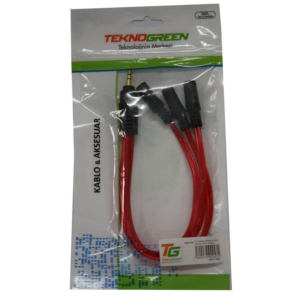 TeknoGreen TKS-133 3.5mm Stereo Erkek 3xDişi Kablo #2