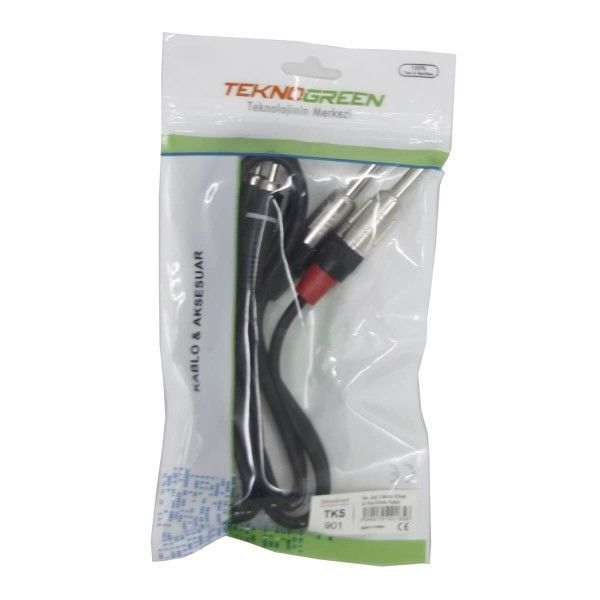 TeknoGreen TKS-901 2x6.3 Mono 2xRca E-E Kablo 1 metre