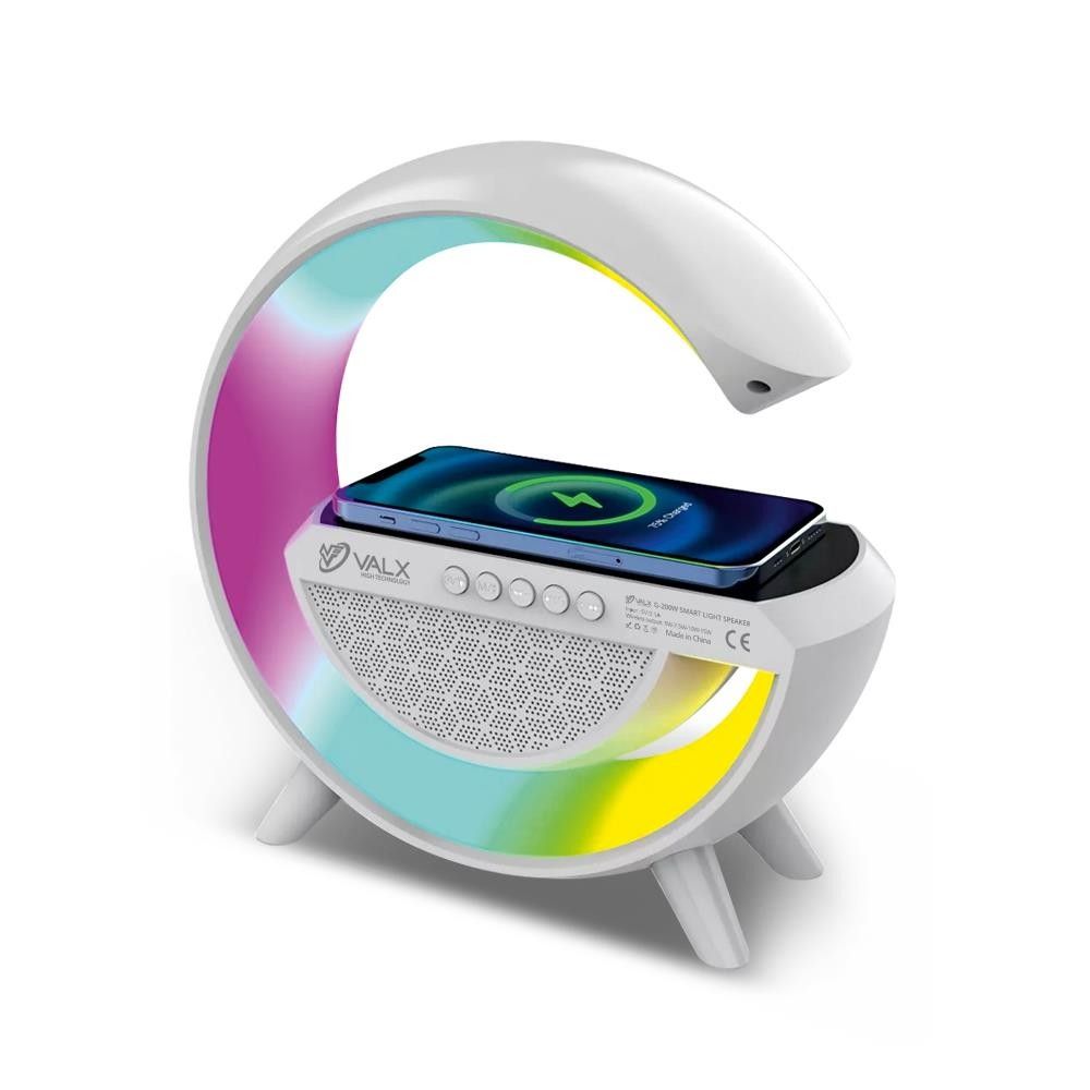 VALX BT-AUX-SD Kart Destekli Kablosuz RGB Gece Lambalı Hoparlör - Beyaz (G-200W)