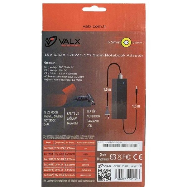 Valx LA-19063 19V 6.32A 5.5x2.5 Notebook Adaptör #2