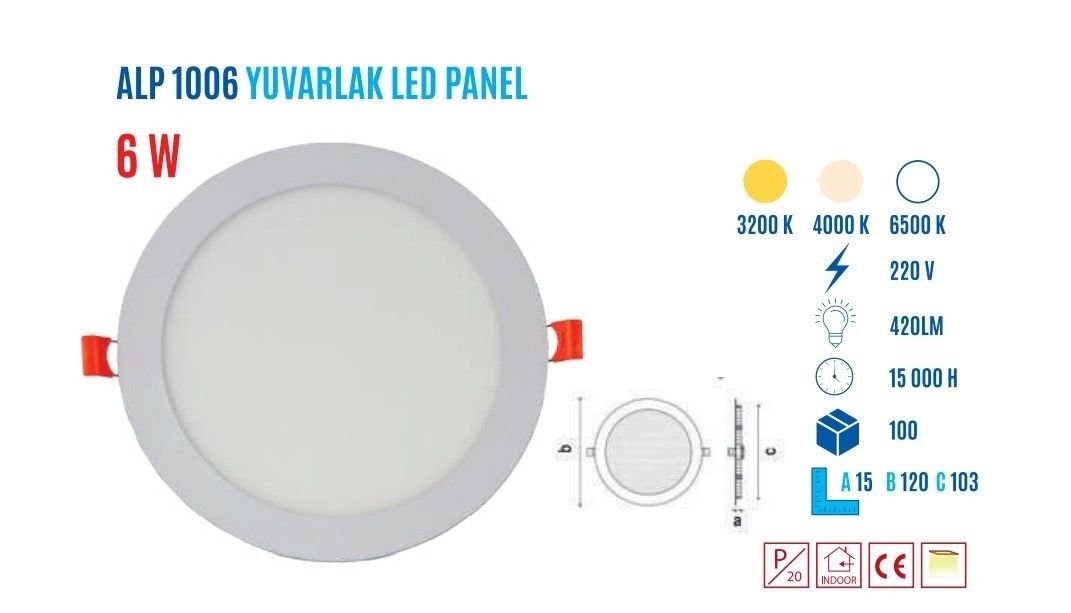 YCL ALP-1006B 6W Sıvaaltı Yuvarlak Beyaz Led Panel #3