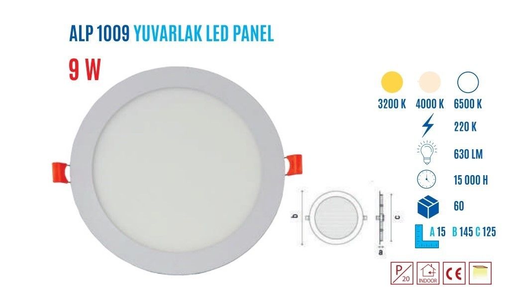 YCL ALP-1009G 9W Sıvaaltı Yuvarlak Günış Led Panel #2