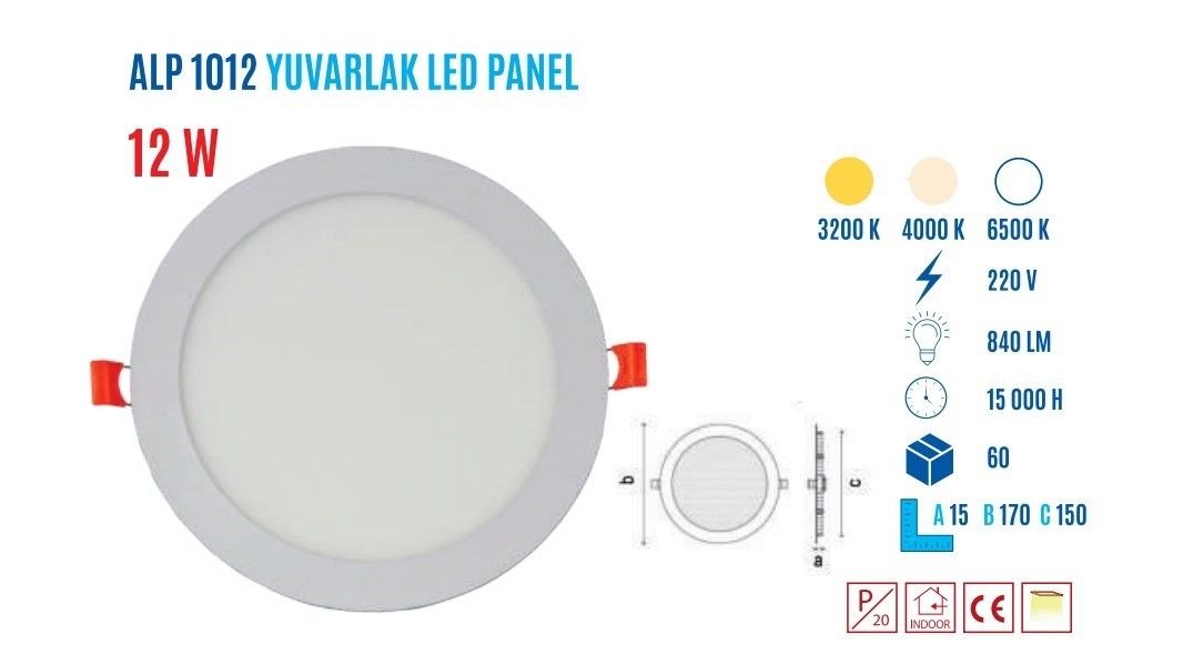 YCL ALP-1012B 12W Sıvaaltı Yuvarlak Beyaz Led Panel #2