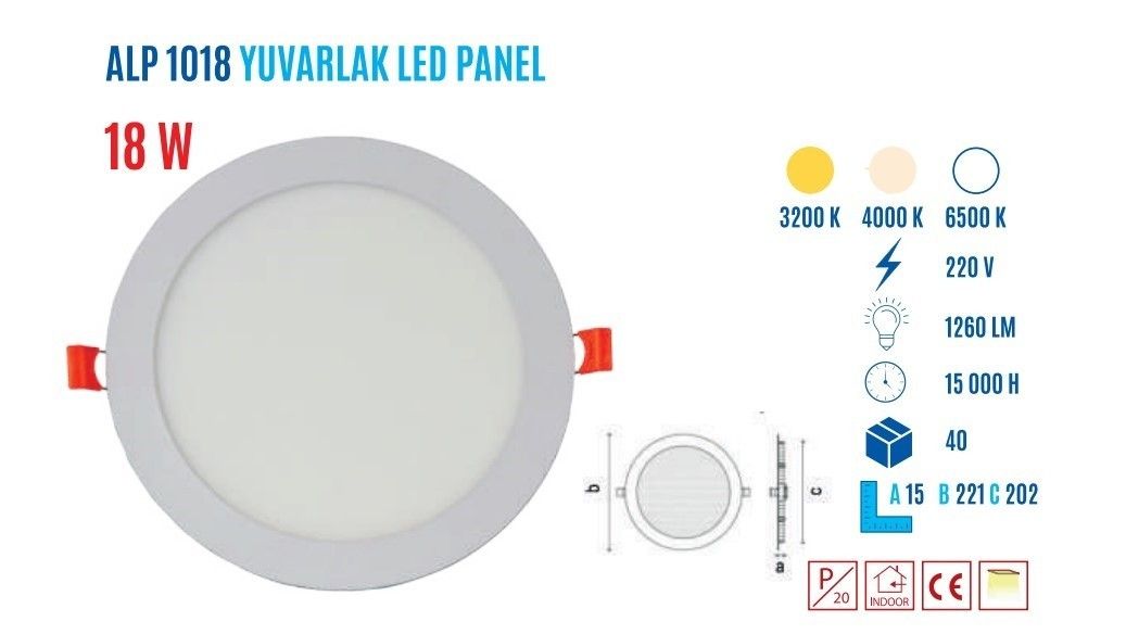 YCL ALP-1018G 18W Sıvaaltı Yuvarlak Günışığı Led Panel #2