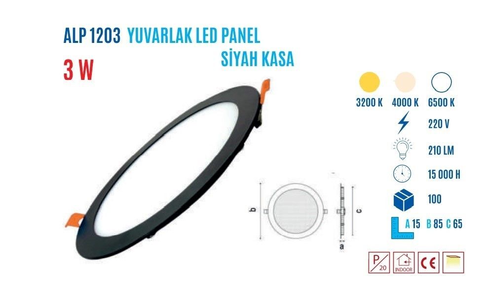 YCL ALP-1203G 3W S.Altı Yuvarlak Led Panel G.Işığı #4