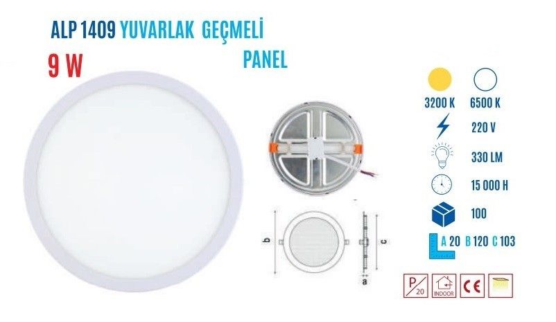 YCL ALP-1409G 9W Geçmeli Yuvarlak Led Panel G.Işığ #4