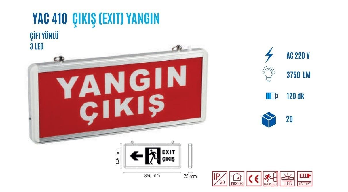 YCL YAC-410 Acil Yangın Çıkış Yönlendirme Tabelası #4