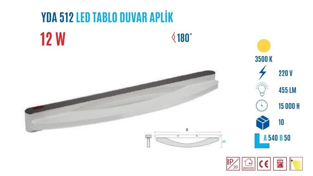 YCL YDA-512G 12W 54cm Günışığı Led Tablo Aplik #2