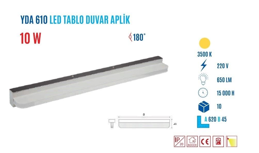 YCL YDA-610G 71W 62CM Led Duvar Apliği Yatay 4000K #3