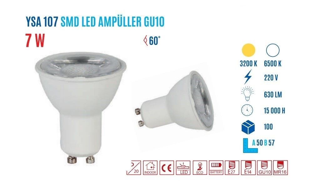 YCL YSA-107G 7W GU10 Günışığı Smd Led Çanak Ampul #4