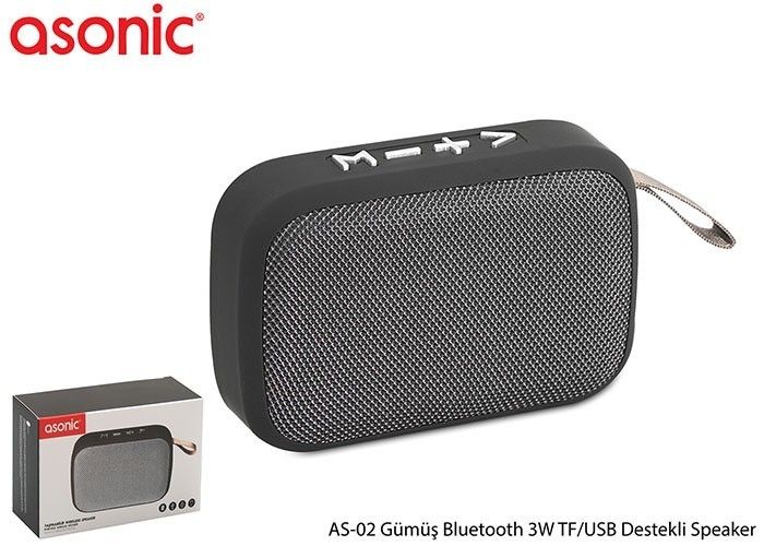 Asonic AS-02 3W Bluetooth Hoparlör Gümüş #3