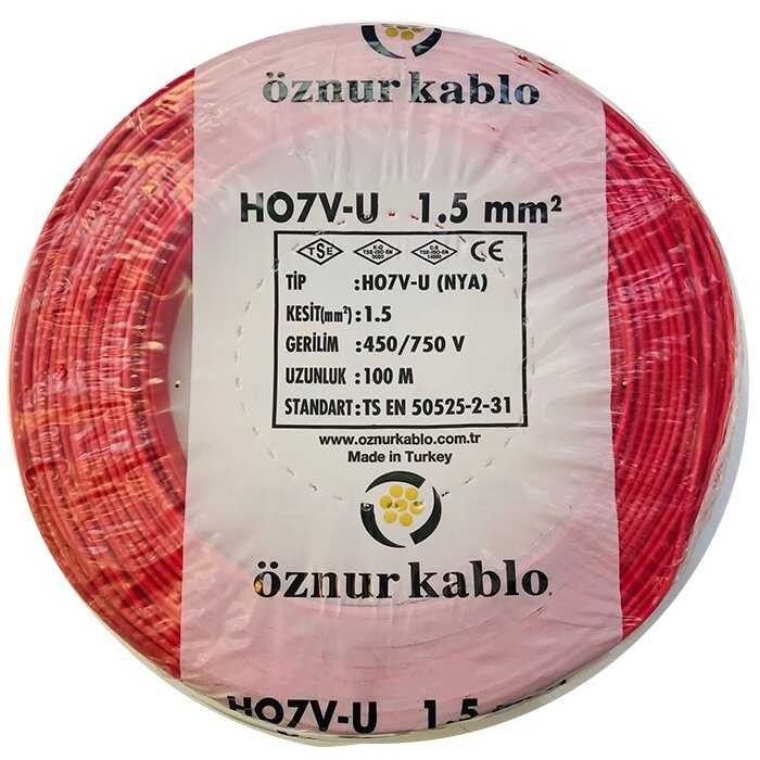 Öznur 1.5mm H07V-U NYA Kablo (Kırmızı) (Metre)