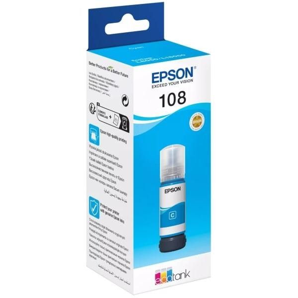 Epson 108 Ecotank 70ml. Mürekkep Cyan