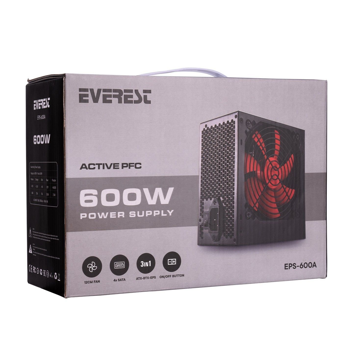 Everest EPS-600A 600W 12cm Fan 4xSata Power Supply #2