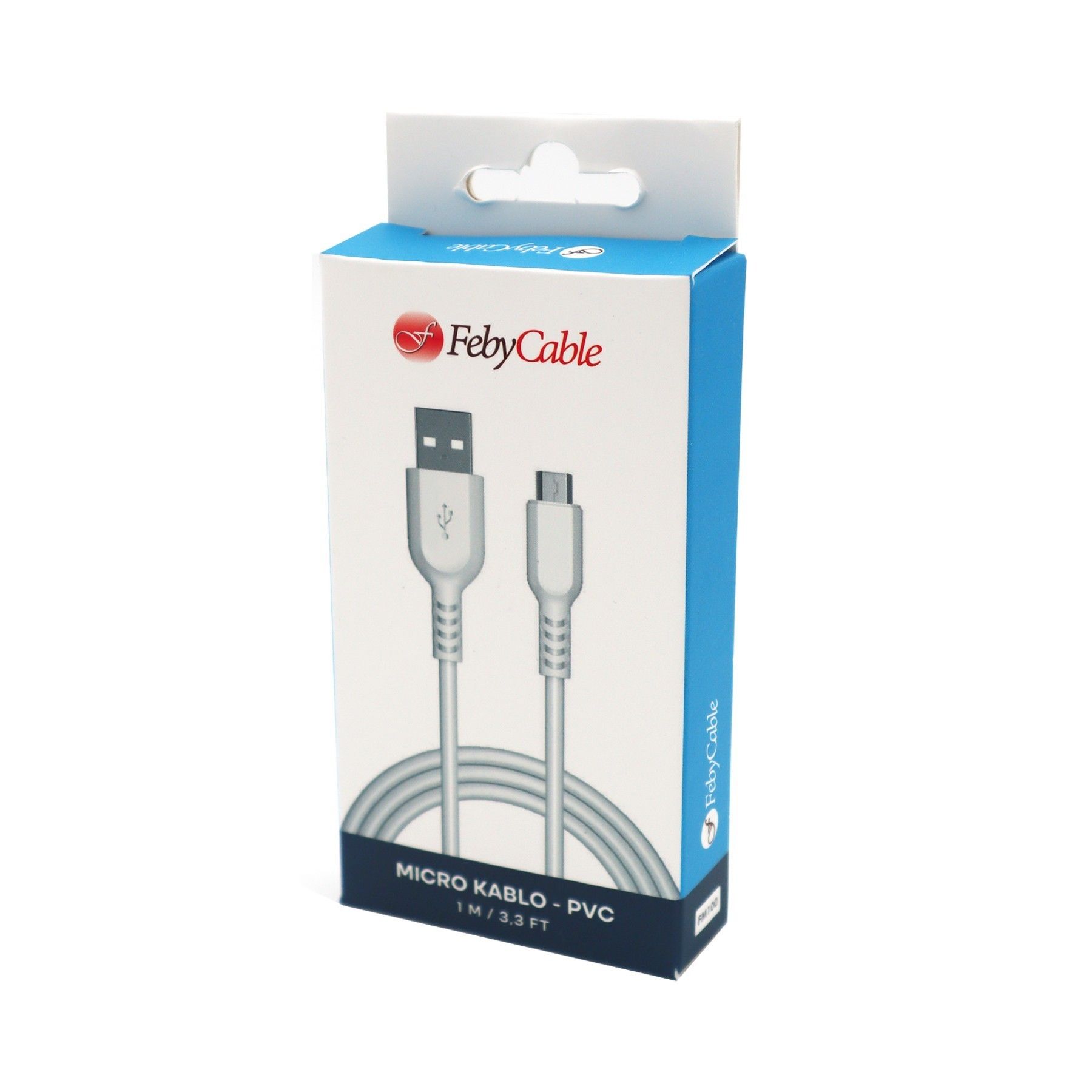 Feby FM100 2A Micro Usb Şarj Kablosu 1m Beyaz #2