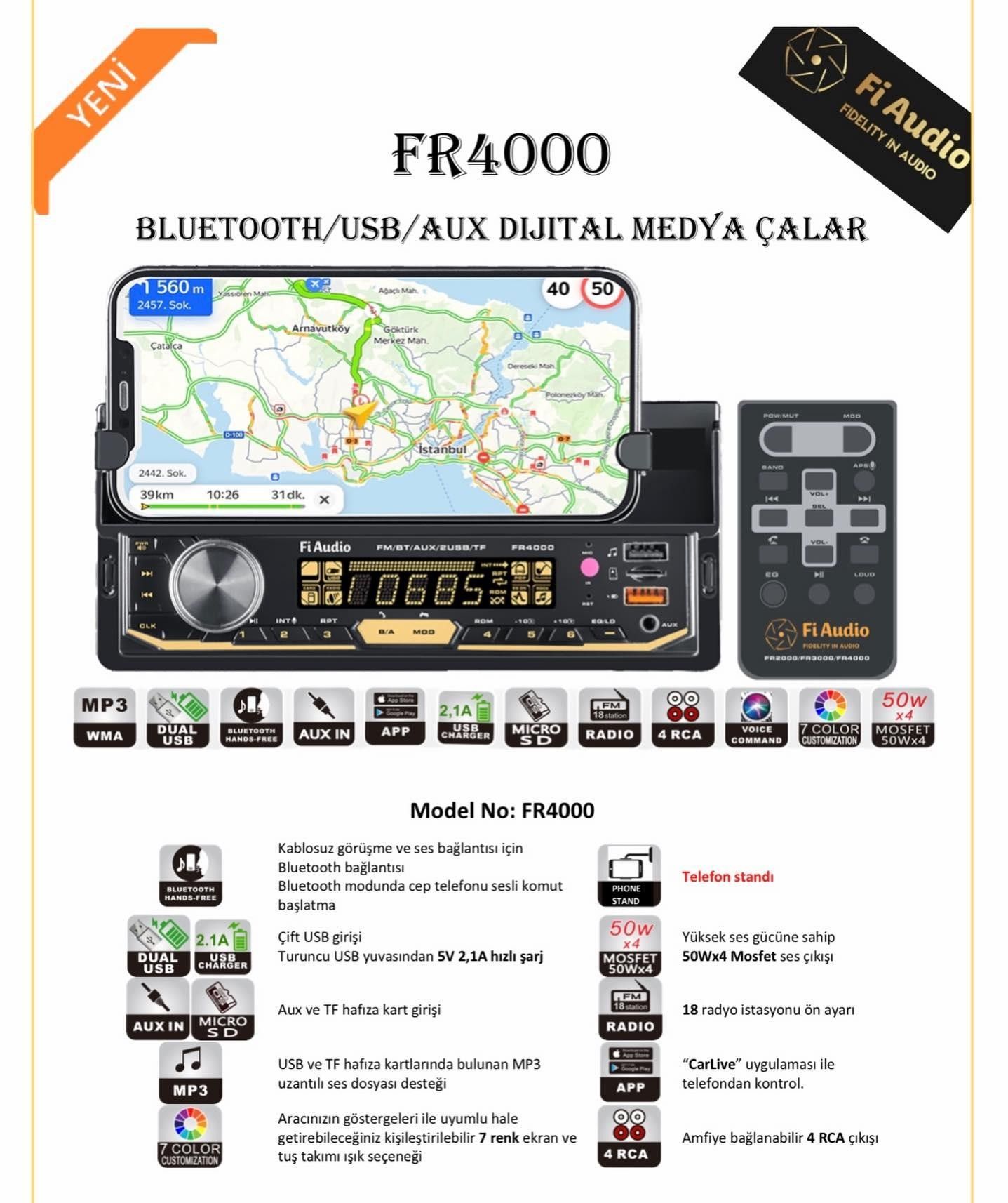Fi Audio FR4000 FM/BT/AUX/2 USB/TF Oto Teyp