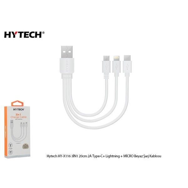 Hytech HY-X116 Beyaz Type-C+Lightning+Micro Şarj #2