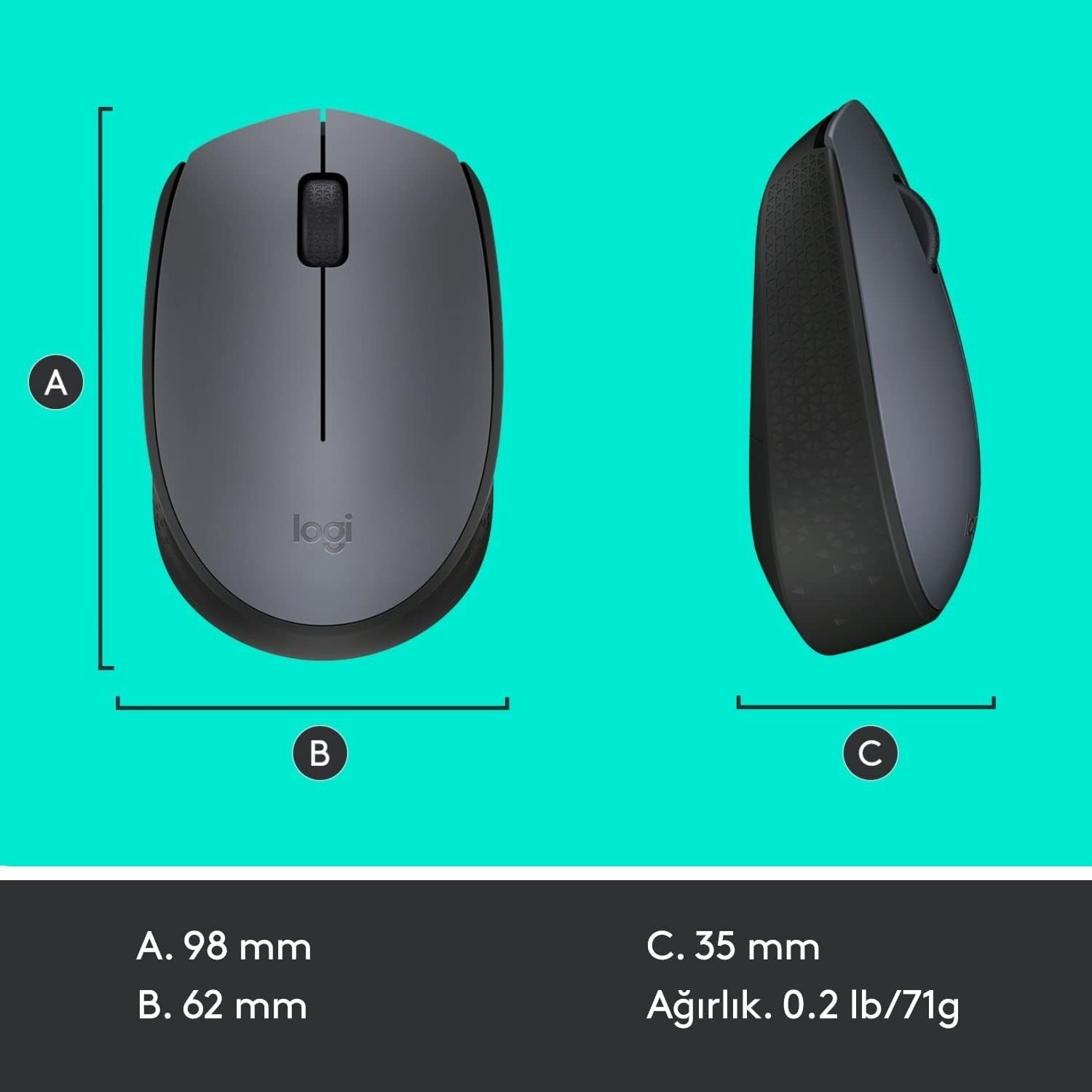 Logitech M170 Kablosuz Mouse Siyah #4