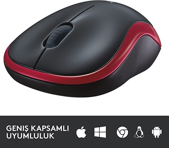 Logitech M185 Kablosuz Kırmızı Mouse #4