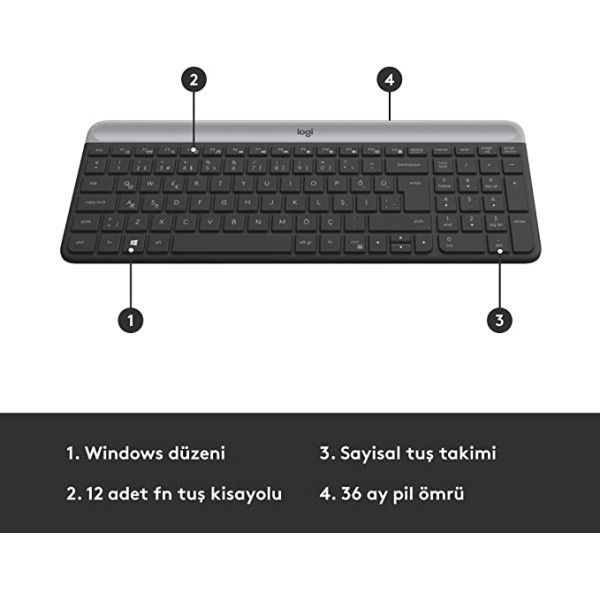 Logitech MK470 Kablosuz Klavye Mouse Seti Beyaz #2