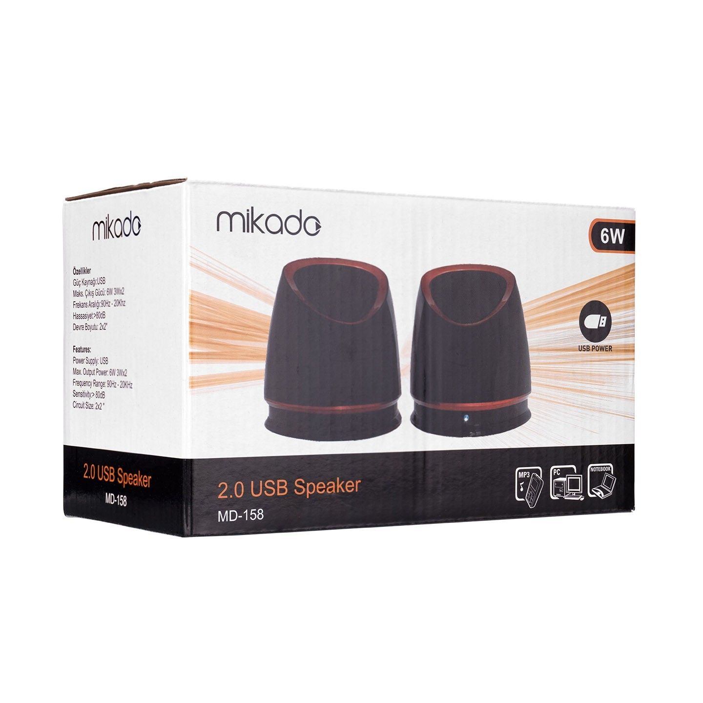 Mikado MD-158 2.0 Siyah,Kırmızı USB Speaker #3