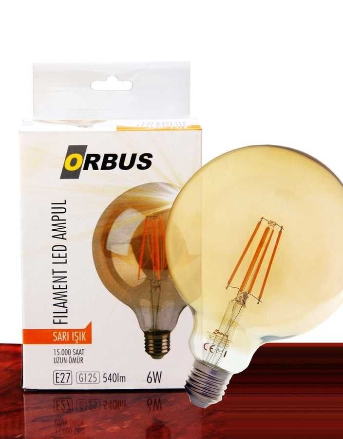 Orbus 6W E27 540 Lm G125 Sarı Filament Led Ampul #2