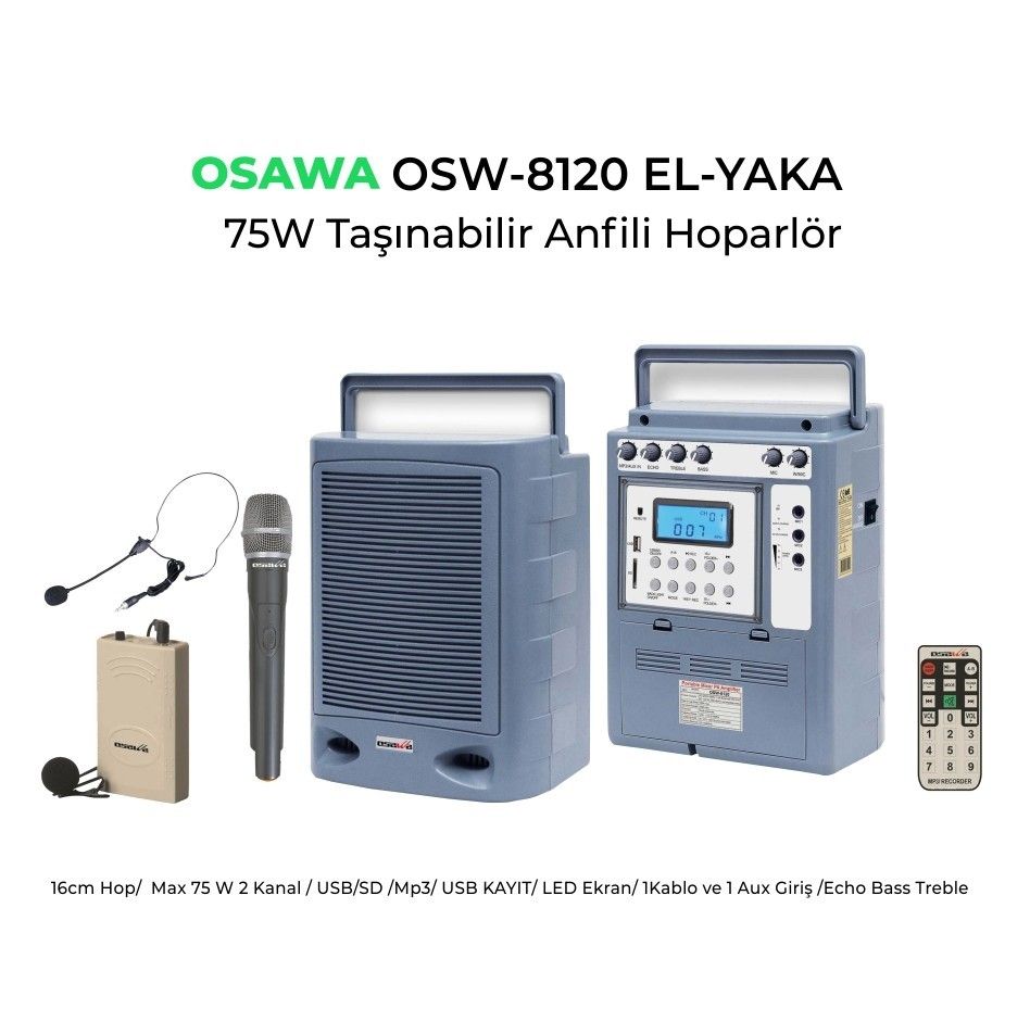 Osawa OSW-8120 75W El , Yaka Mic. Portatif Anfi #2