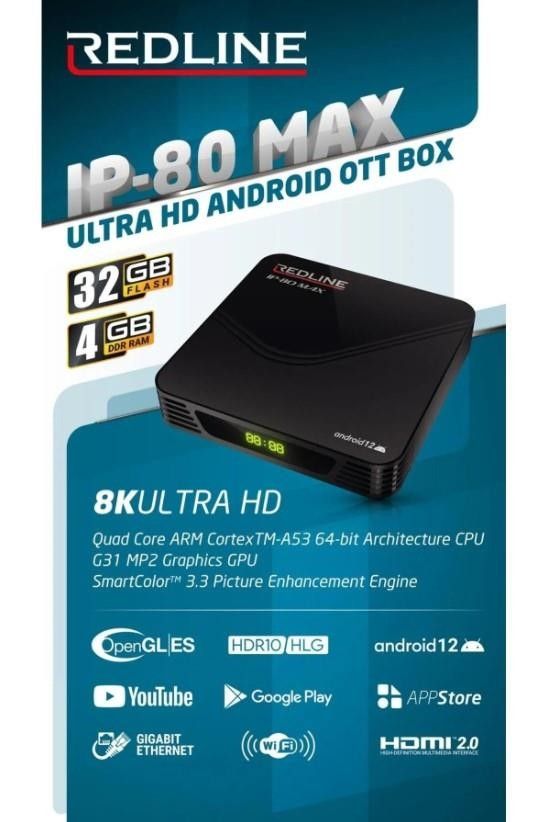 Redline IP-80 MAX 4Gb 32Gb Android Tv Box