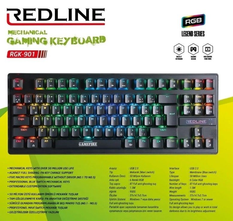 Redline RGK-901 RGB Oyuncu Klavye #3