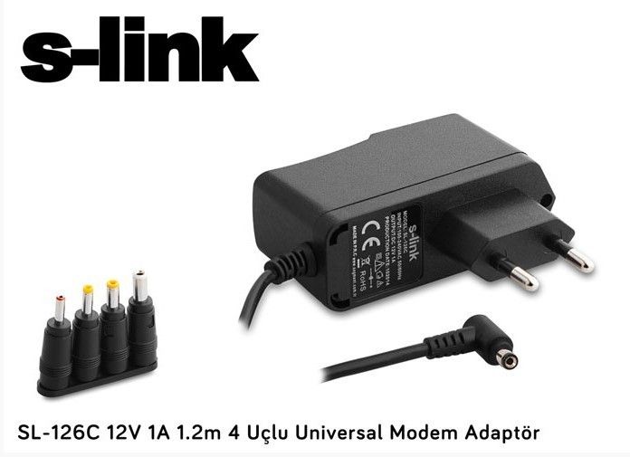 S-Link SL-126C 12V 1A 1.2m Universal Modem Adaptör #2