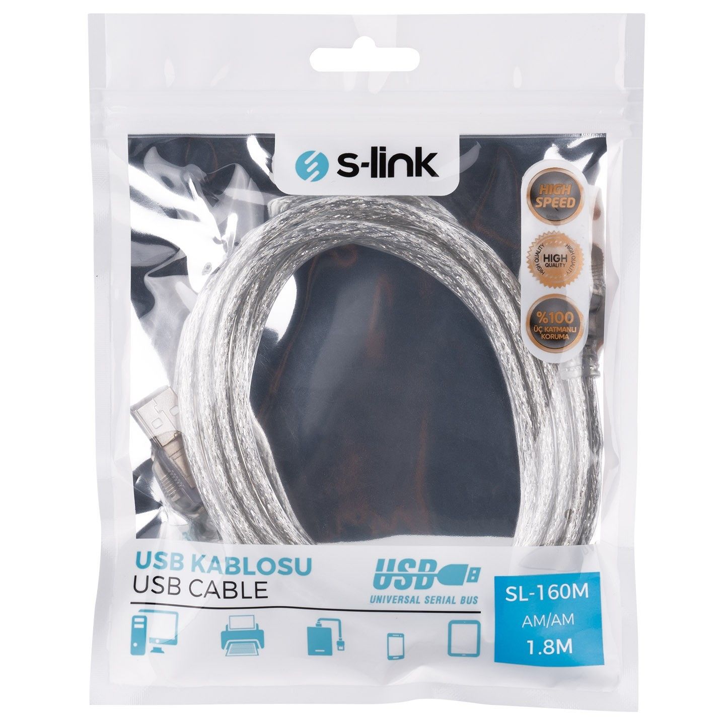 S-Link SL-160M USB Kablosu AM/AM 1.8m #3