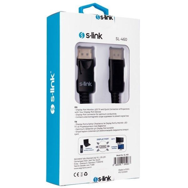 S-Link SL-460 1.5m Display Port M/M Kablo