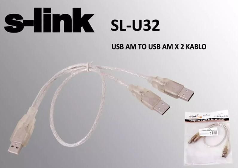 S-Link SL-U32 Usb 2.0 Am To Am x2 Data Hdd Kablosu