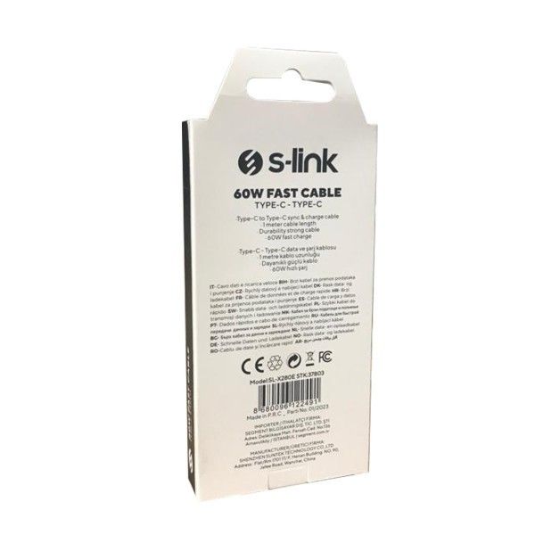 S-Link SL-X280E 1m 60W Type-C Data+Şarj Kablosu #3