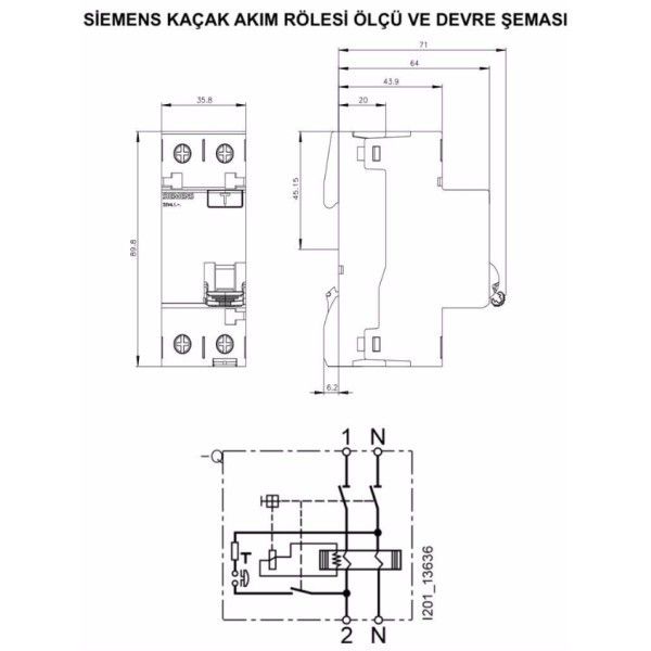 Siemens 5SV5342-6 25A 30mA 4P Kaçak Akım Rölesi #3