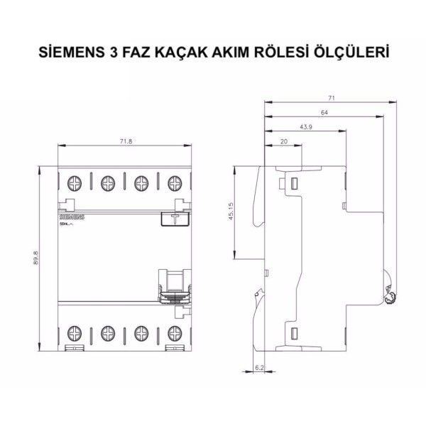 Siemens 5SV5342-6 25A 30mA 4P Kaçak Akım Rölesi #4