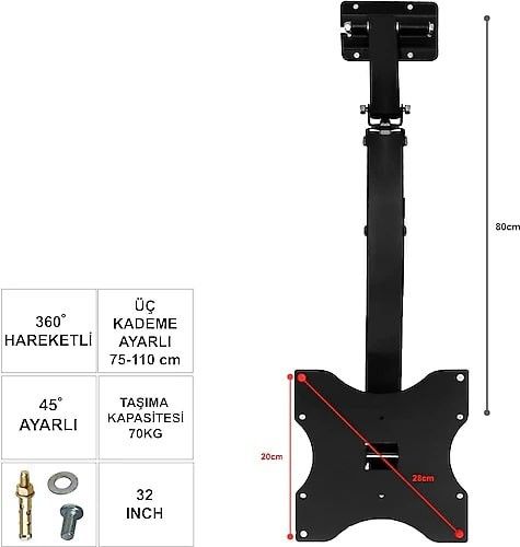 Ufix 32/10T 32' 360º-45º Tavan Lcd Askı Aparatı #3