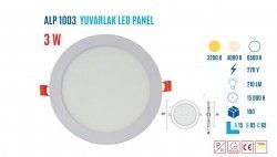 YCL ALP-1003B 3W Sıvaaltı Yuvarlak Beyaz Led Panel #2